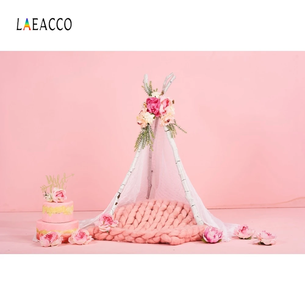 

Laeacco Happy 1st Birthday Photophone Balloons Tassel Paper Flowers Butterfly Photography Backdrops Backgorunds For Photo Studio