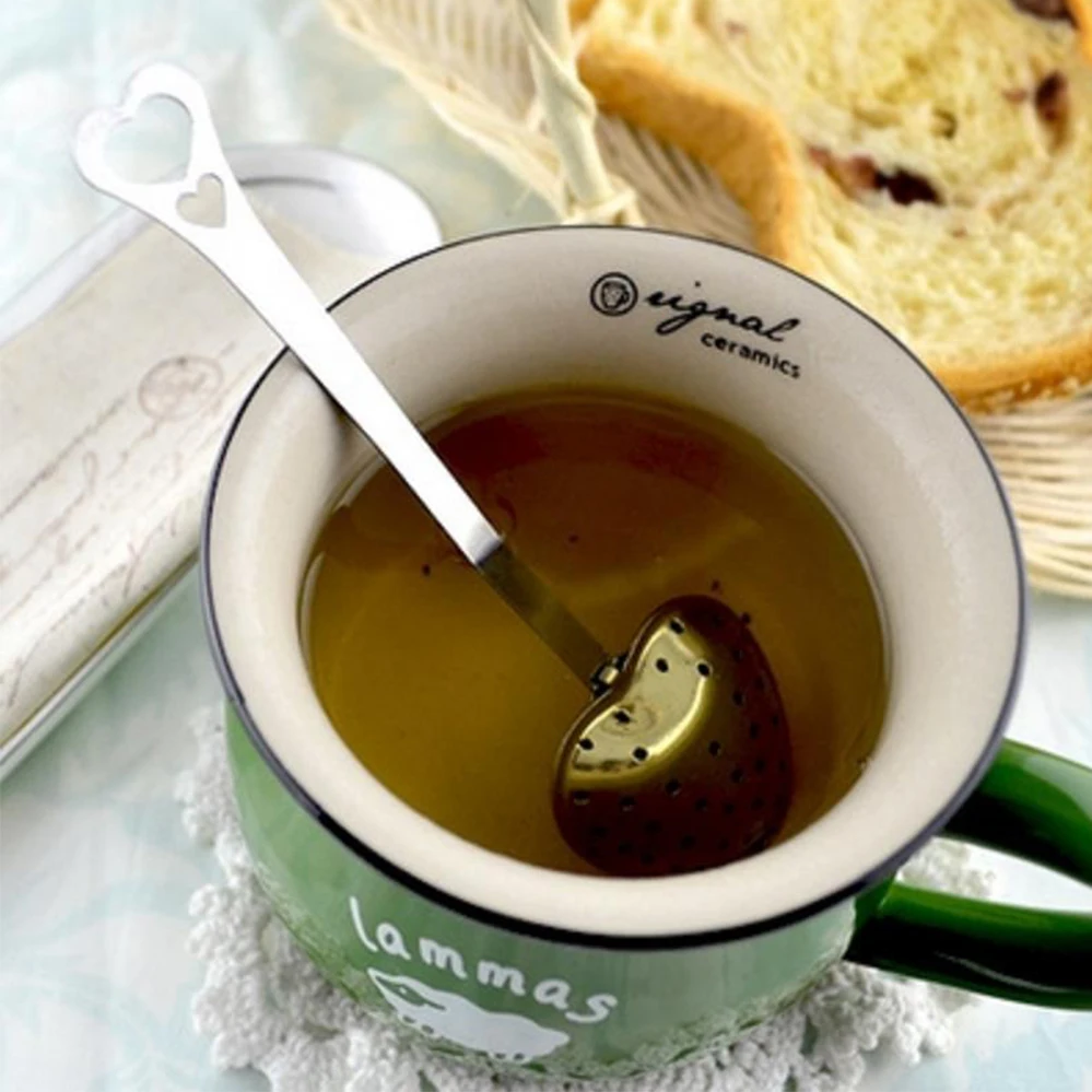 1 шт. ложка-ситечко для чая из нержавеющей стали практичная в форме сердца ситечко