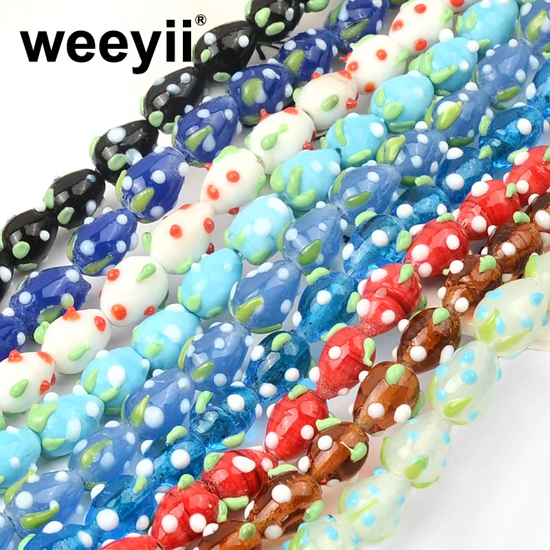 

about 9x12mm Fashion Beads Chain Colorful Strawberry Shape Lampwork Beads Pendant For Jewelry Making Bracelet Earring DIY