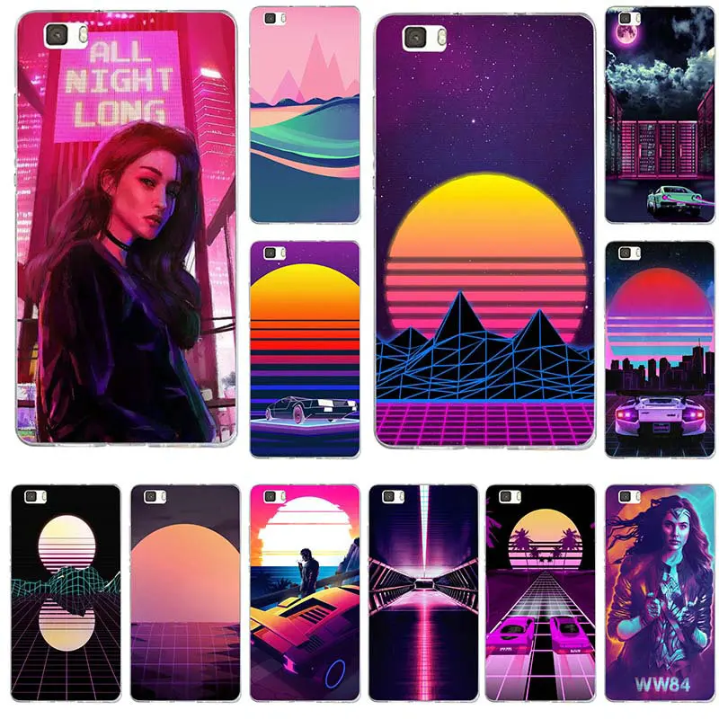 Мягкий силиконовый чехол из тпу для Huawei P8 P9 P10 Lite Mate 10 Pro Y3 Y5 Y6 II Y7 Honor 6X 7X 9Plus Retro Wave Neon