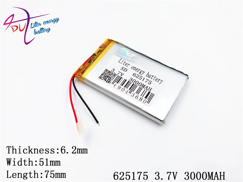 Best Battery Brand 3.7v 3000mah 625175 605075 Lithium Polymer With Board For Mp4 Mp5 Gps Digital Products | Электроника