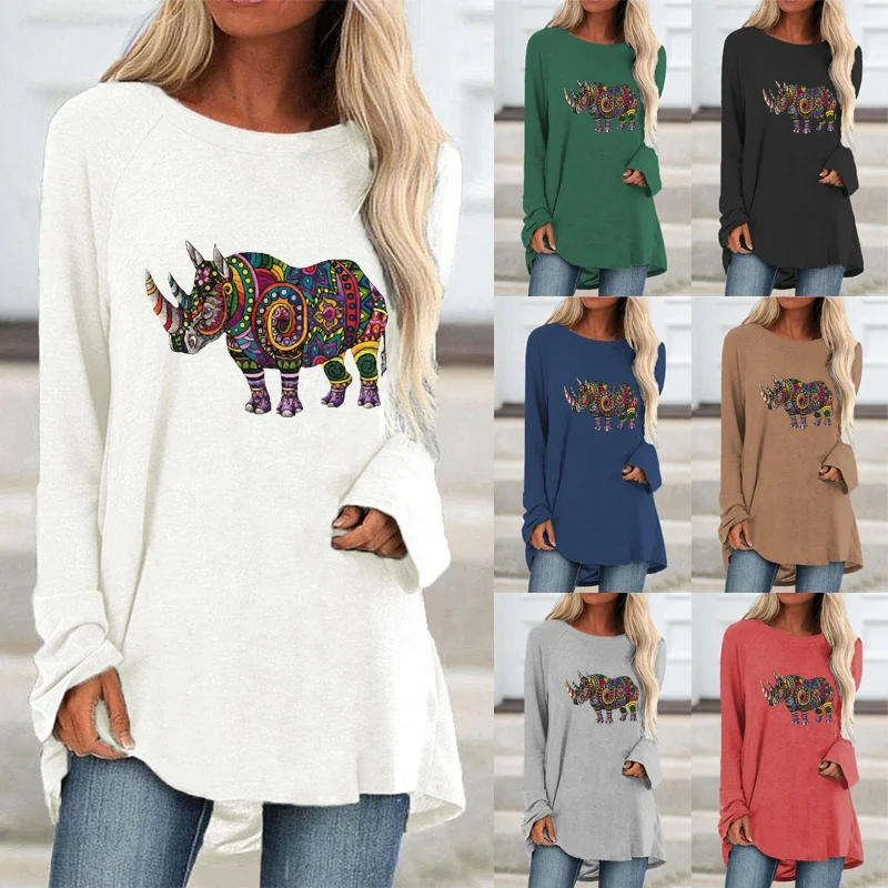 

Женская рубашка с длинным рукавом, с круглым вырезом