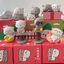 8pcs/set Mitao Cat 2 Season Lucky Cat Cheap Cute Cat Blind Box Toys Surprise Figure Doll Home Deroc