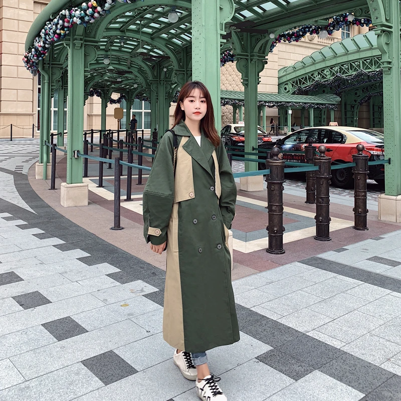Новинка весна осень 2019 ветровка длинный стиль свободный выше колена корейский