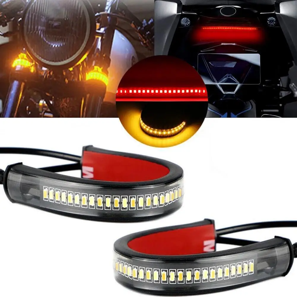 

2Pcs Turn Signals Motorcycle Flowing White/Amber LED Fork Turn Signal Strip Light Switchback LED Fork Turn Signal DRL LED Strip