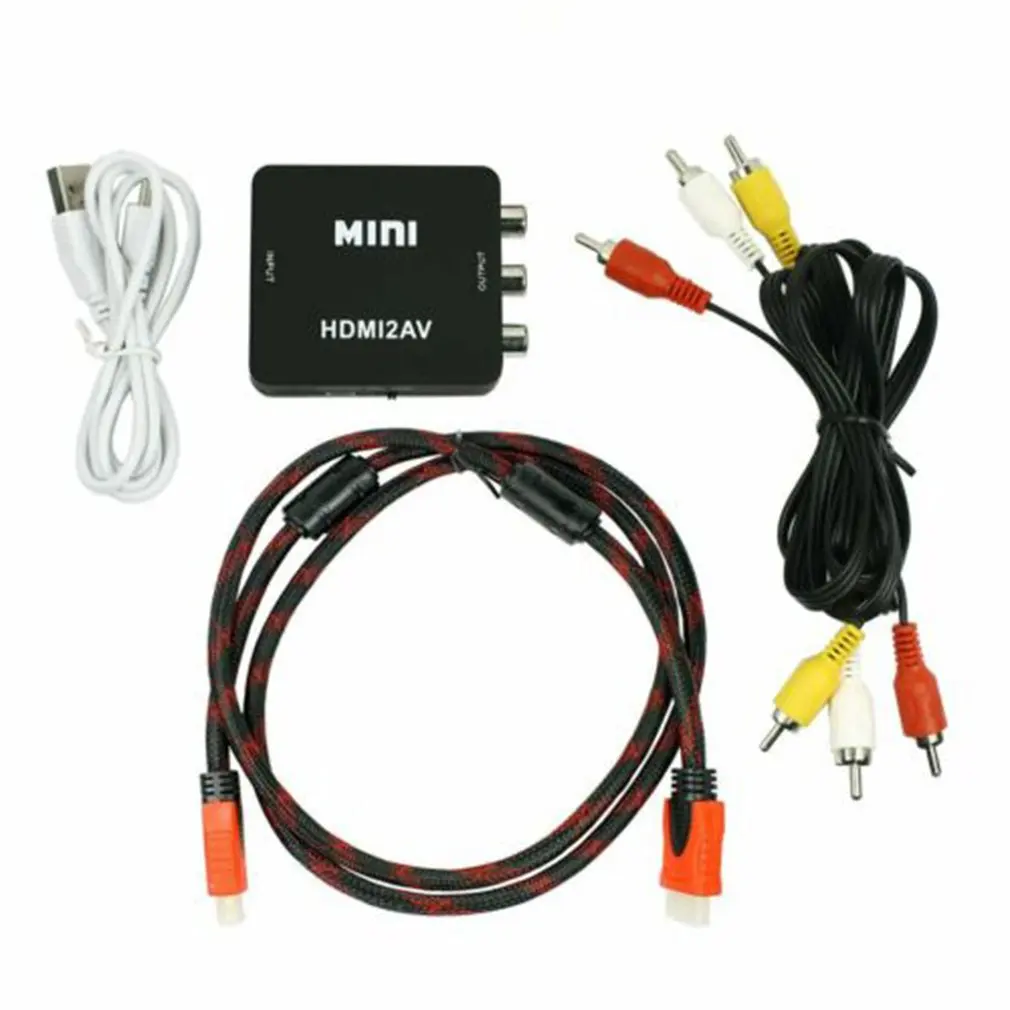 Мини HDMI в композитный CVBS RCA AV видео конвертер адаптер 1080p с кабелями Поддержка NTSC