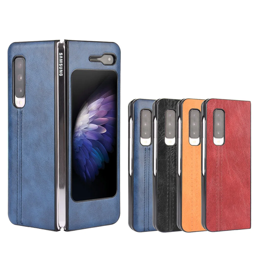 

For Samsung Galaxy Fold 5G SM-F907B Case Route Calfskin PU Leather PC Hard Phone Bag Cover For Samsung Galaxy Fold Case