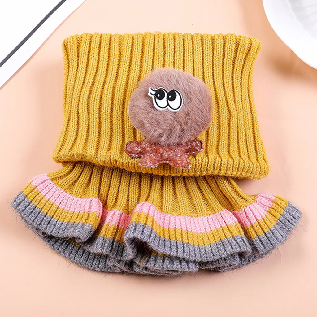 Детский вязаный шерстяной шарф для мальчиков и девочек зимний теплый шарф-хомут