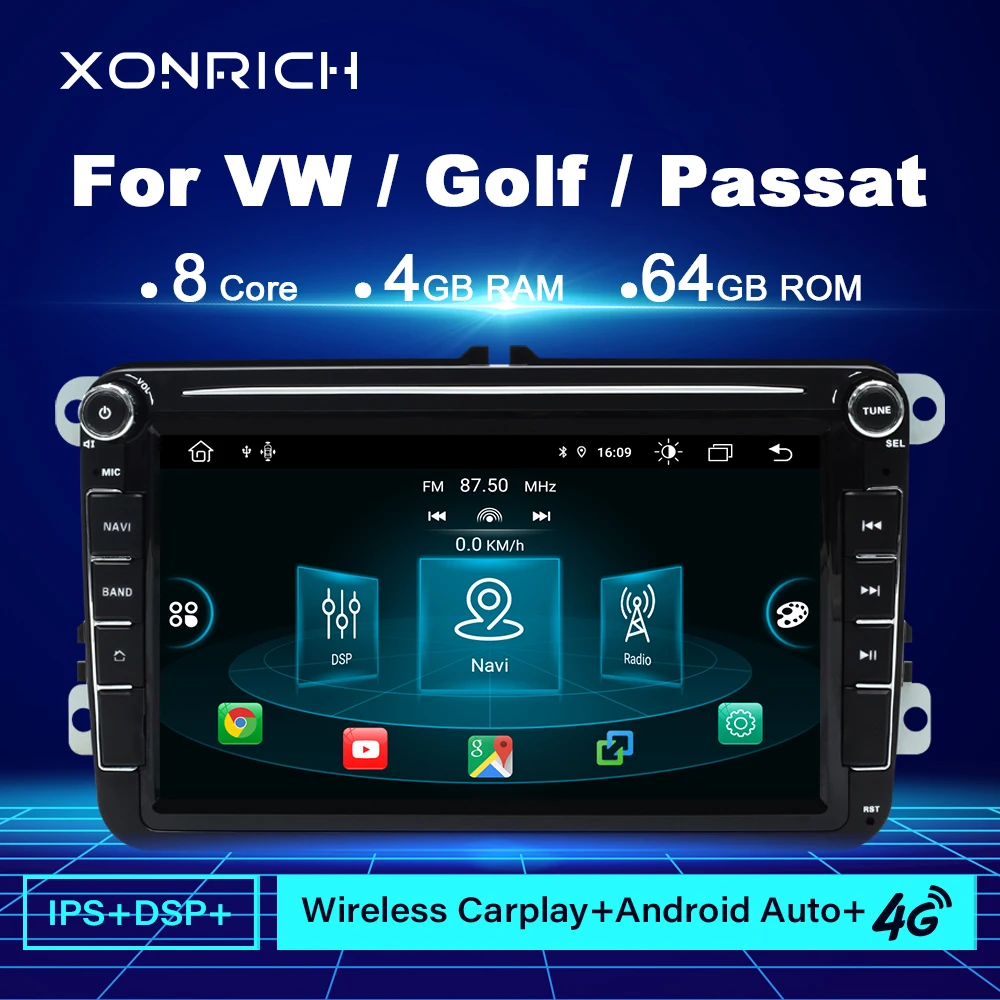 Автомобильный мультимедийный плеер Carplay на Android 11 4 Гб с GPS для