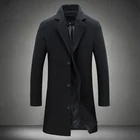 Осенне-зимнее мужское пальто, длинный тренчкот, мужское корейское приталенное шерстяное пальто оверсайз, повседневная черная верхняя одежда с длинным рукавом 4xl 5xl