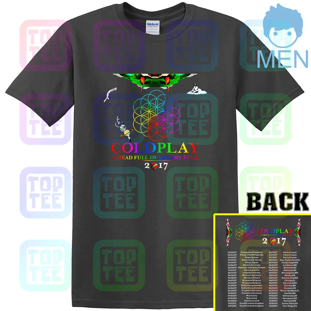 Темно-серый Редкая! 69299-Coldplay Тур г. футболка Размеры S-3XL - Цвет: Темно-серый