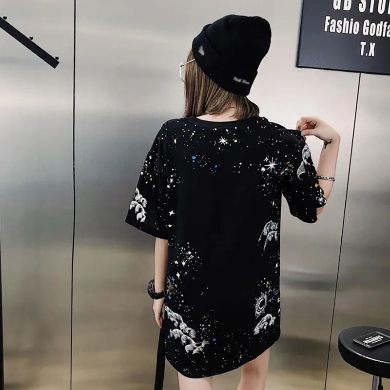 Осенняя футболка с круглым вырезом и длинным рукавом женская уличная в стиле