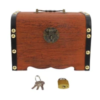 vintage treasure storage box piggy bank organizer saving box case with lock for home retro treasure chest with lock