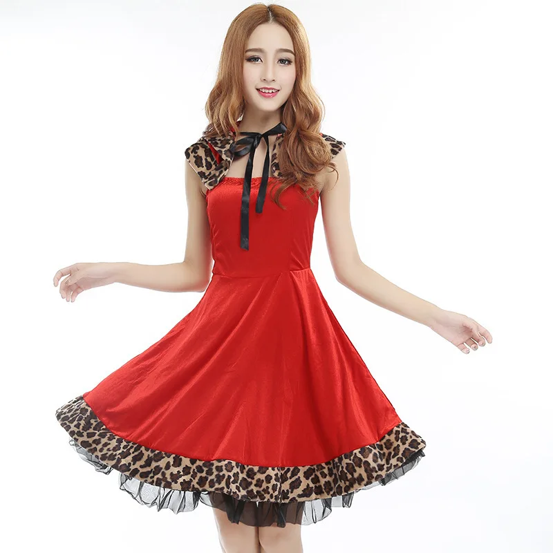 2019 Рождественский костюм леопардовая шаль с закругленными краями красный