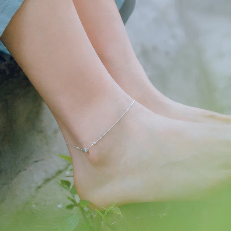 Браслеты на ногу женские из серебра 925 пробы элегантные Квадратные Украшения