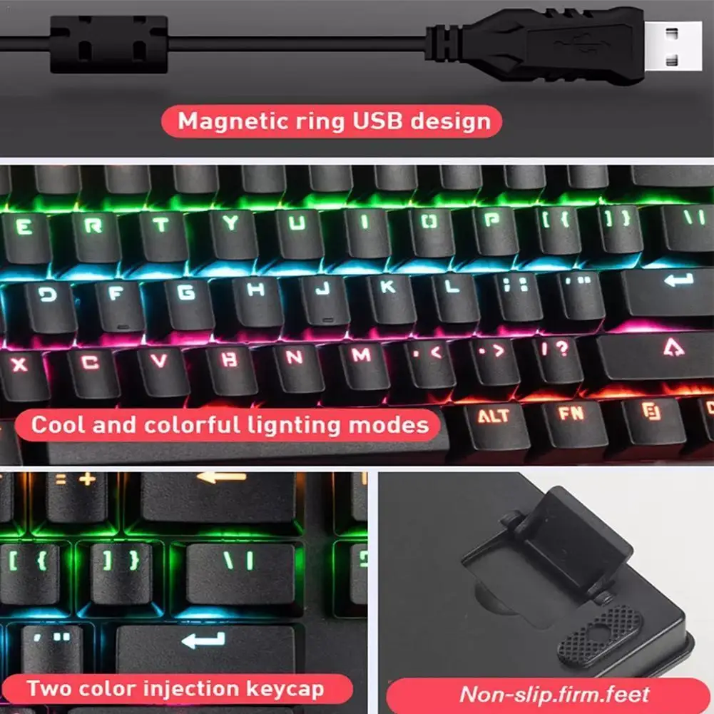 

Mechanical Keyboard 87key Wired USB Keyboard 26key Switch Professional Antoi-ghosting Gaming Axis Competition Blue Game Key N4G1