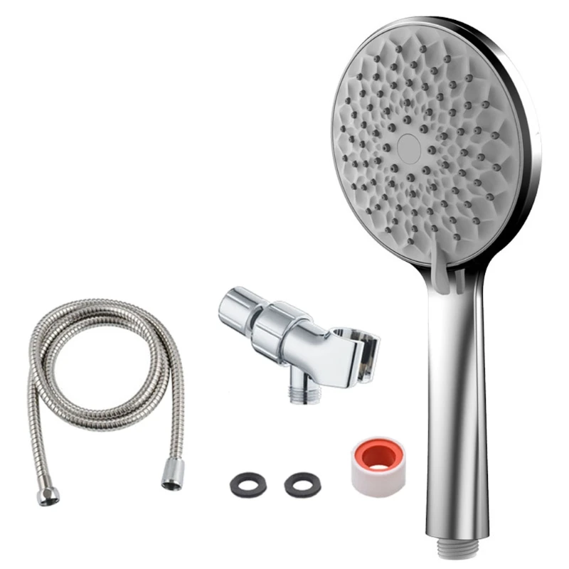 

High Pressure Handheld Rainfall Shower Head With Long Hose 6 Spray Modes Kit