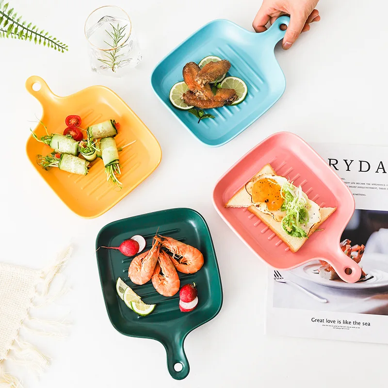 Керамическая фруктовая Салатница с ручкой тарелки для выпечки в скандинавском