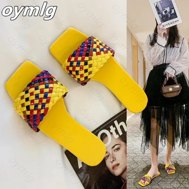 

Slippers Women Flat Shoes For Women 2020 Slides Woman Sandalias Flip Flops Women Shoes Ladies Fashion Colorful Woven Slippers