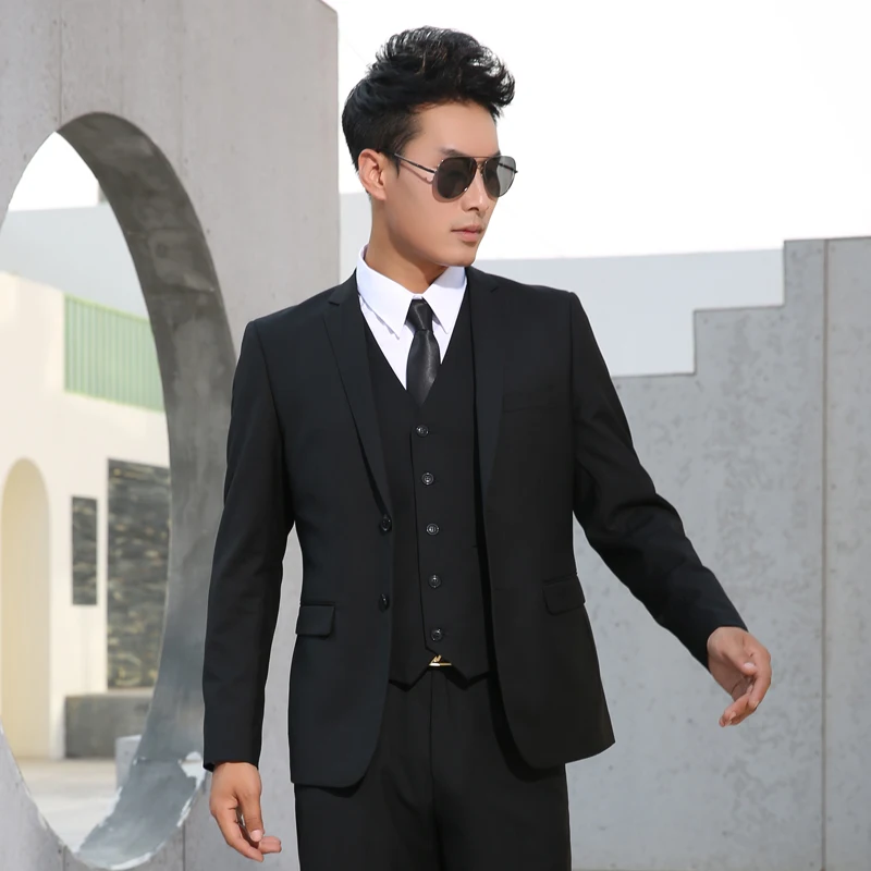 Men Suits Slim Fit Business Formal Casual Classic Suit Wedding Groom Party Prom Single Breasted Solid Color Black Gray Navy Blue
