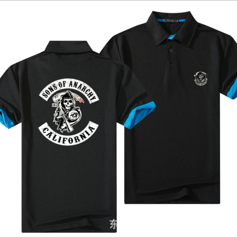 

Brand for SONS OF ANARCHY Polo Shirt Men Cotton Short Sleeve Tee Shirts Mens Casual Summer Breathable Solid Color Polos shirt M
