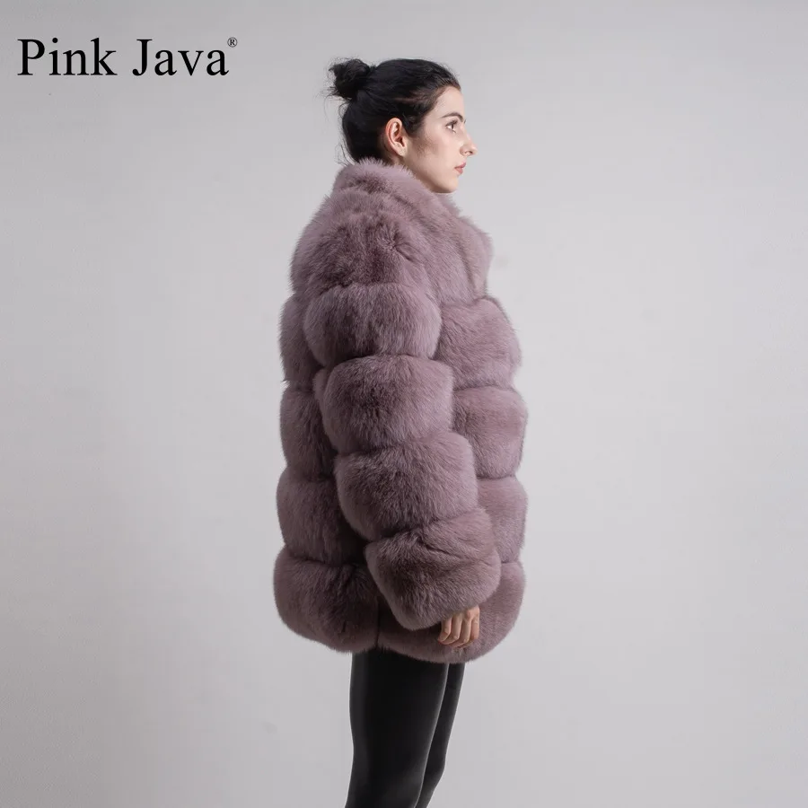 Розовая java QC8142 новая модель женская шуба из натурального Лисьего меха с воротником из лисьего меха пальто с длинными рукавами gebuine костюм лисы Высокое качество