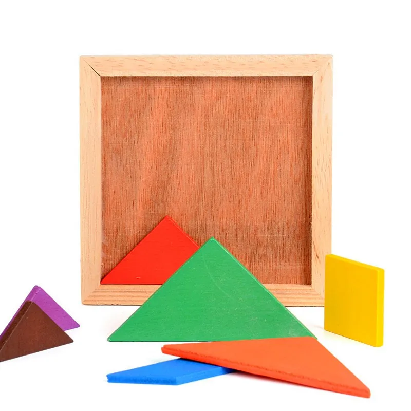 Деревянная головоломка Монтессори 7 шт. красочная квадратная для детей|Пазлы| |