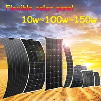 solar panel 12v 150w 100w 50w flexible battery phone charger kit for car rv boat caravan camping home photovoltaic system 1000w