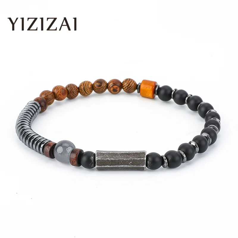YIZIZAI браслет с лавовым камнем Homme шарик Тибетский Будды чакры натуральный камень