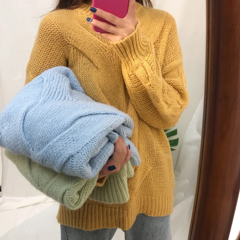 KINOMI осень-зима свободные женские свитера с длинным рукавом пуловер корейский