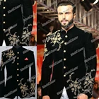 Мужской бархатный блейзер и смокинги, деловое пальто с высоким воротником, черного и золотого цвета, индивидуальный пошив, 2021