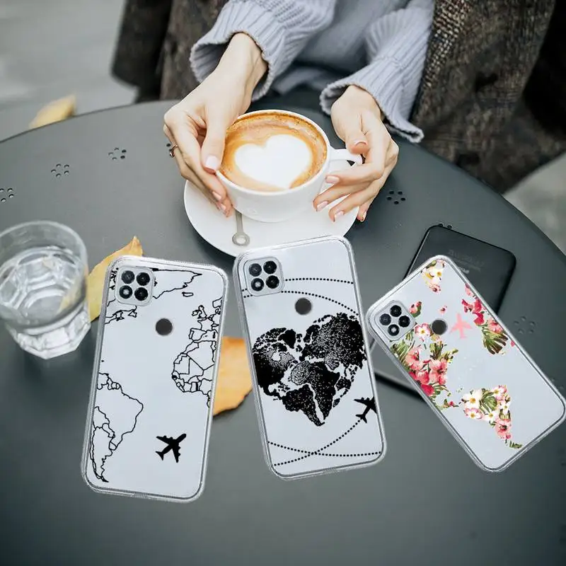 

World Map Travel art design pattern Phone Case Transparent for Xiaomi redmi note 8 9 10 11 t lite pro ultra mix 4 K40