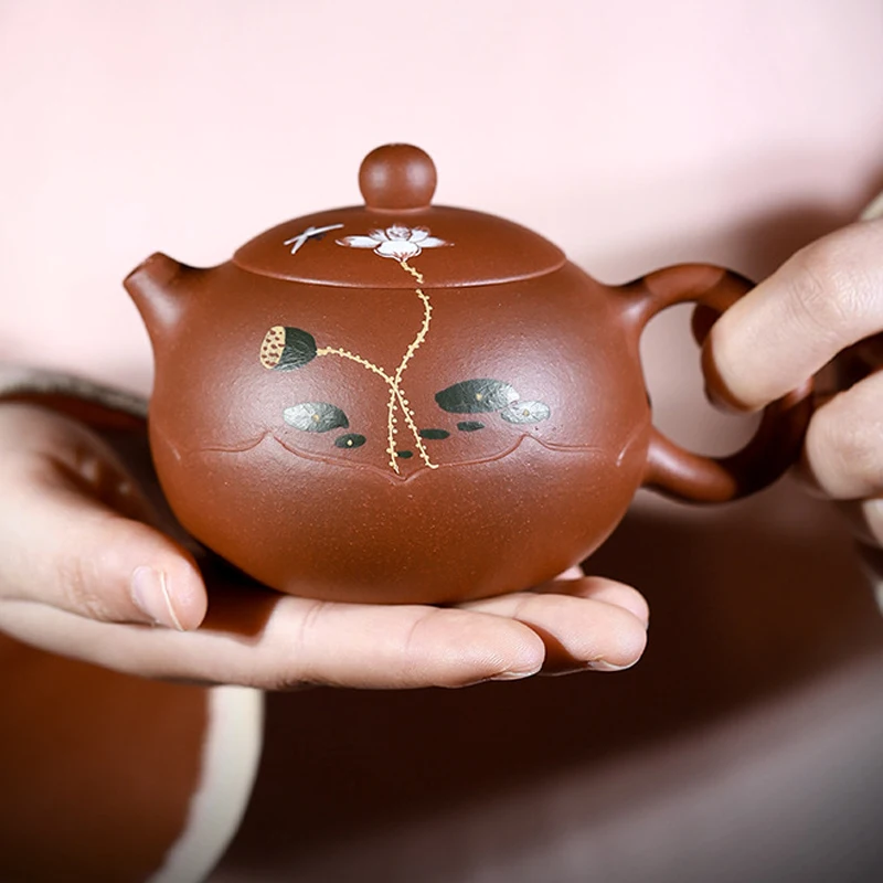 Чайный набор из исинской глины 6 76 унции Фиолетовый Глиняный чайник с рисунком