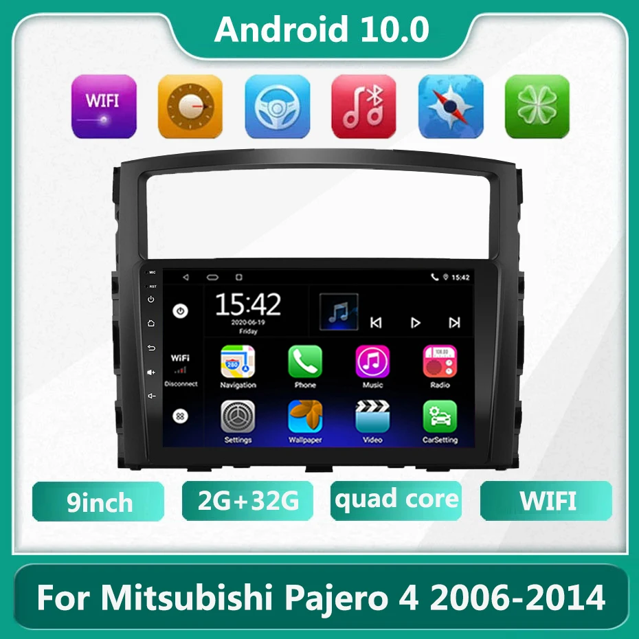 

Android 10 для Mitsubishi Pajero 4 V80 V90 2006 - 2014 автомобильное радио, мультимедийный видеоплеер, навигация, стерео GPS No 2din 2 din DVD