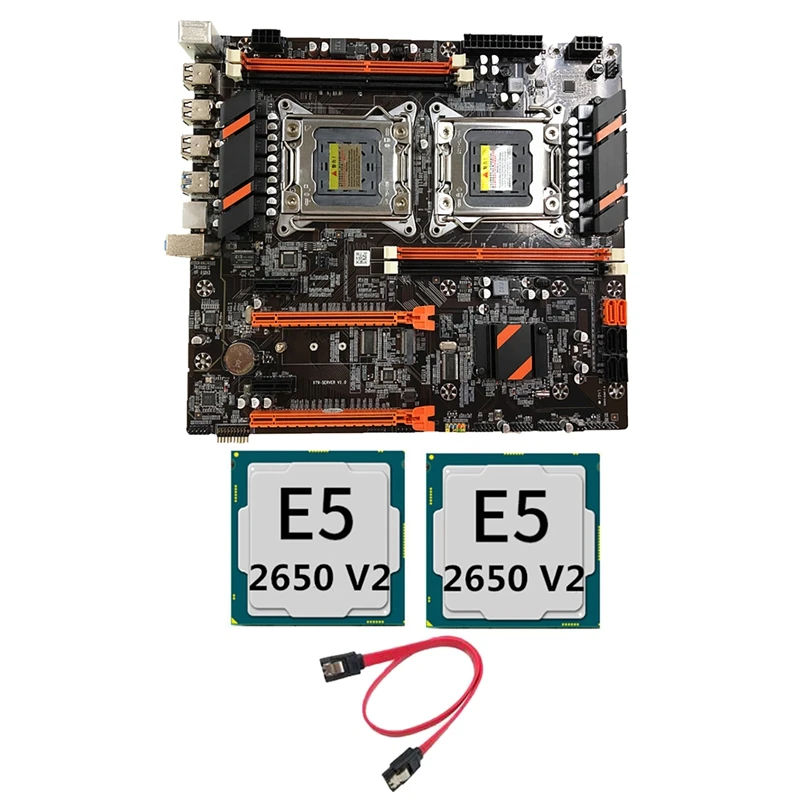 

X79 двухканальная материнская плата комплект LGA 2011 4XDDR3 REG ECC ОЗУ USB3.0 Sata3 PCI-E 3,0 материнская плата с процессором 2XE5 2650 V2