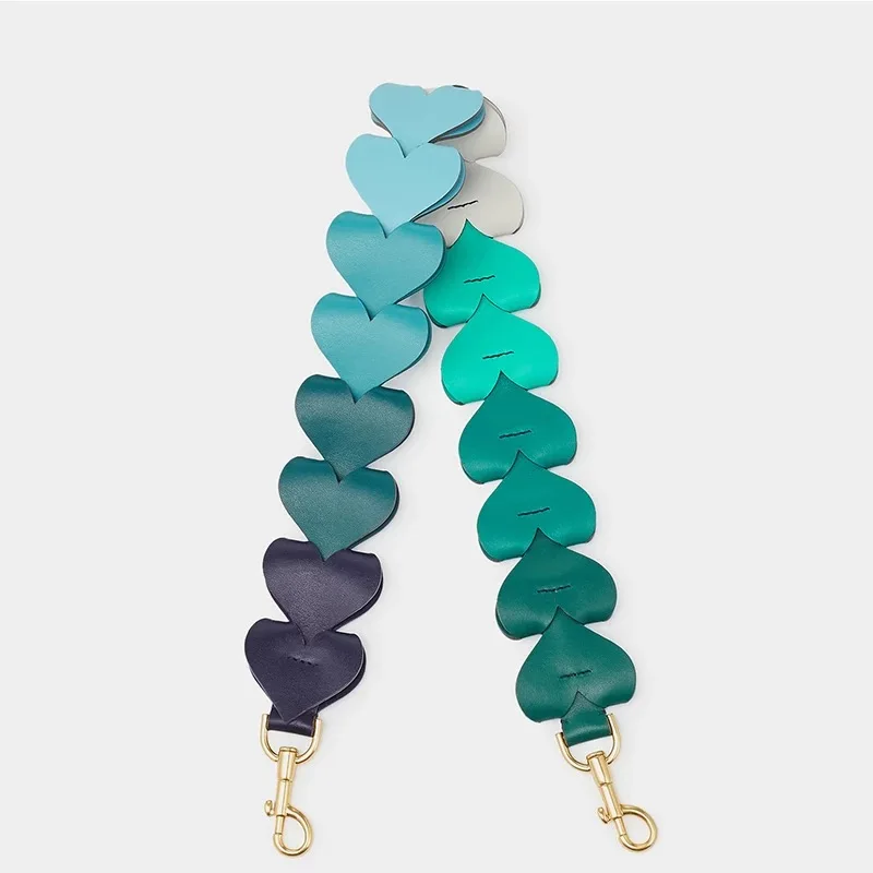 

2019 Autumn New Rainbow Bag Strap Link Shoulder Strap Color Gradual Change Heart Shaped Leather Handbag Belt Bag Accessory