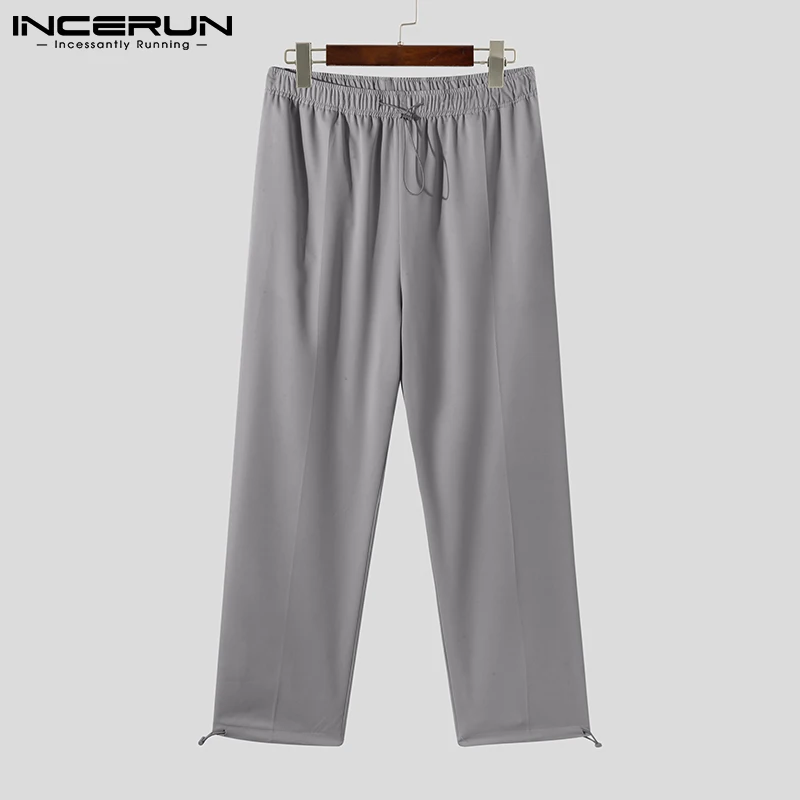 

Штаны INCERUN мужские с эластичным поясом, свободные Модные трикотажные брюки с завязками, модель 2021