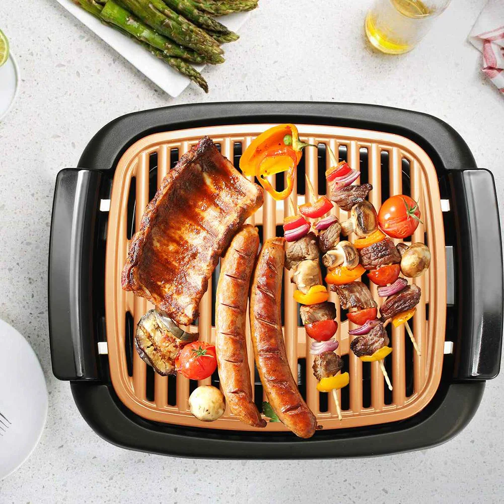 nonstick electric indoor smokeless grill portable bbq grills fast heating easy to clean square griddle hfing free global shipping