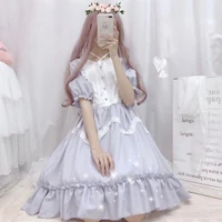 hstar cute womens lolita op dress flouncing lace trim japanese harajuku long sleeves doll dress fairy vestidos