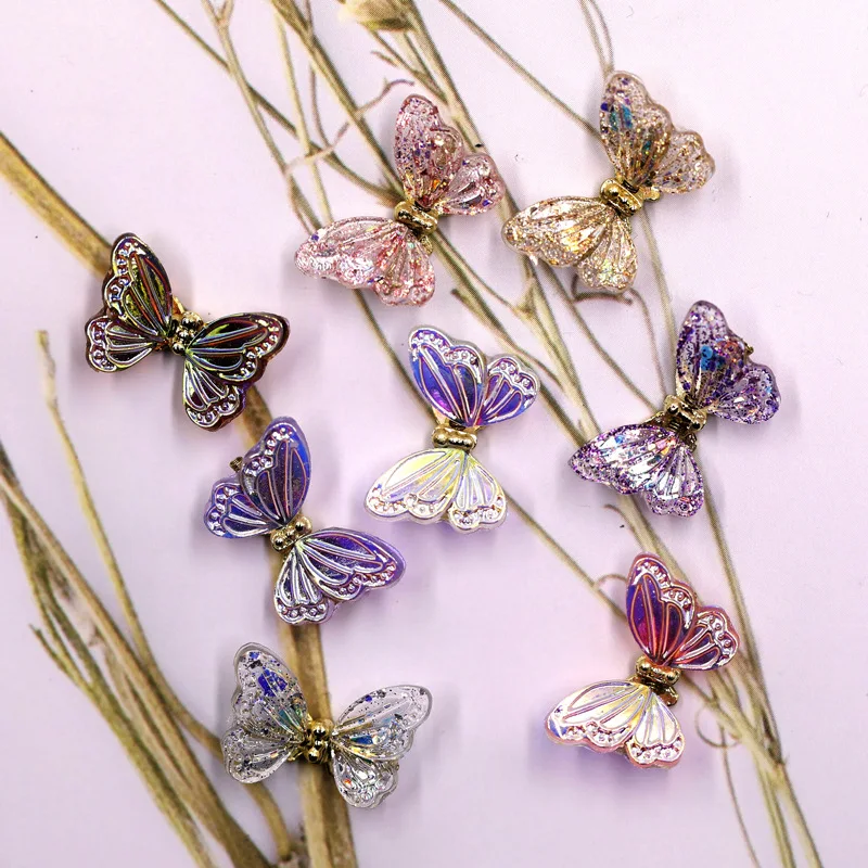 Подвески для ногтей Aurora Butterfly машущие голографические Крылья 3D украшения модные |