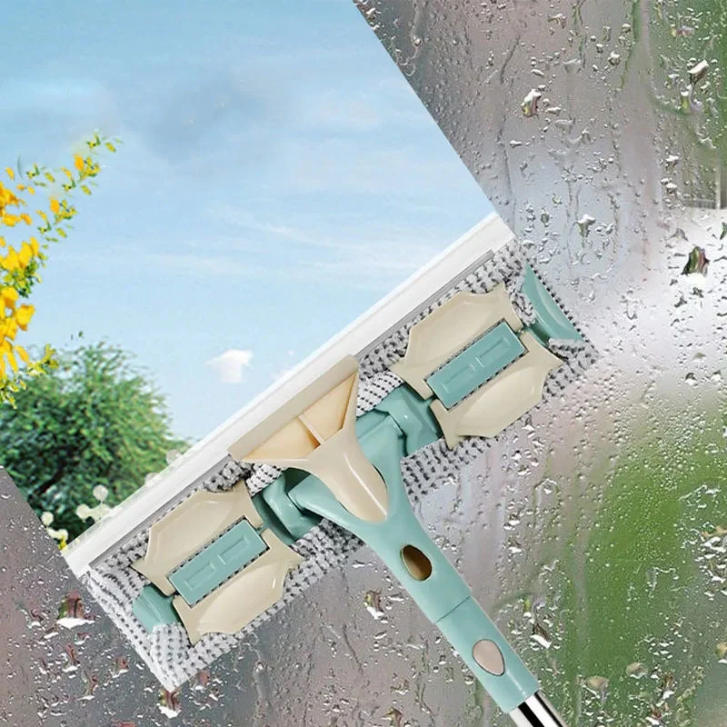 

Household Telescopic Rod Glass Wiper Scraper for Washing Floor and Window Cleaning Tool High Double-sided Coconut Scraper Window