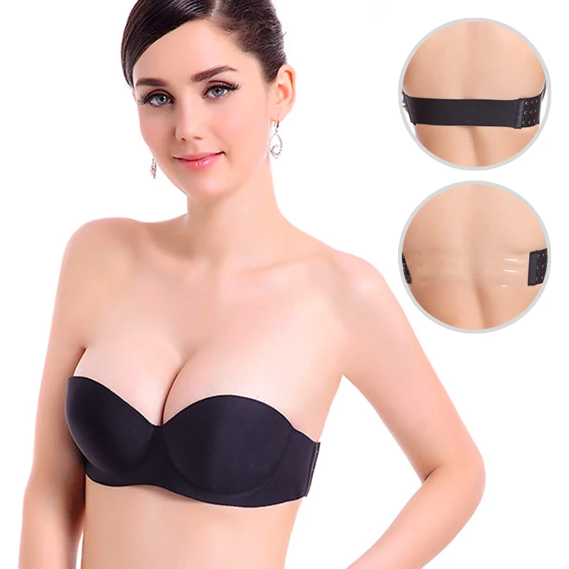 

Sexy Gathering Invisible Bras Bralette Underwear Women Push Up Strapless Bra Wedding Brassiere Underwired Back 1/2 Cup Band