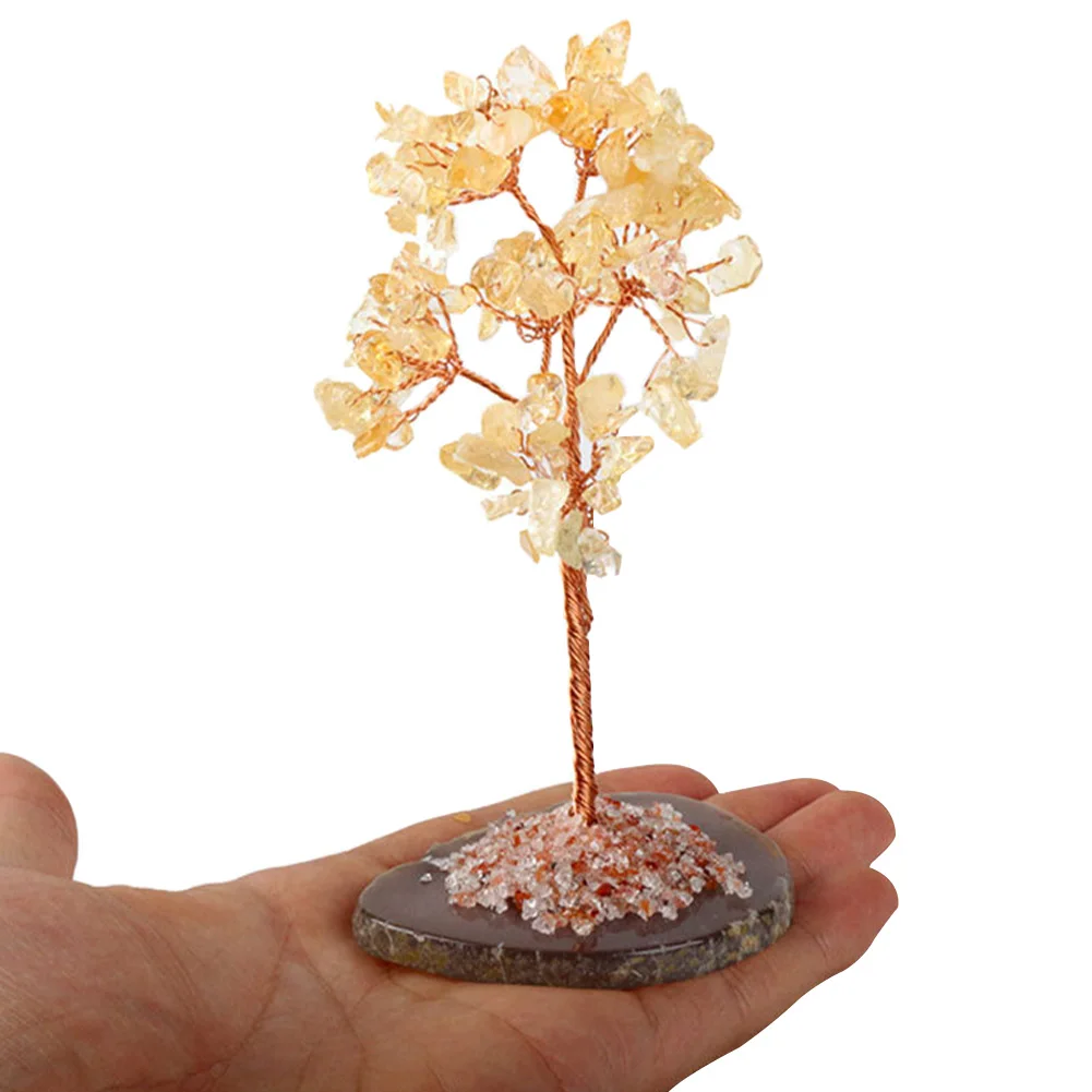 Mini Handmade Tabletop Money Tree Wealth Fortune Natural Crystal Feng Shui Craft Good Luck Ornaments Decorative Home Office Gift | Дом и сад