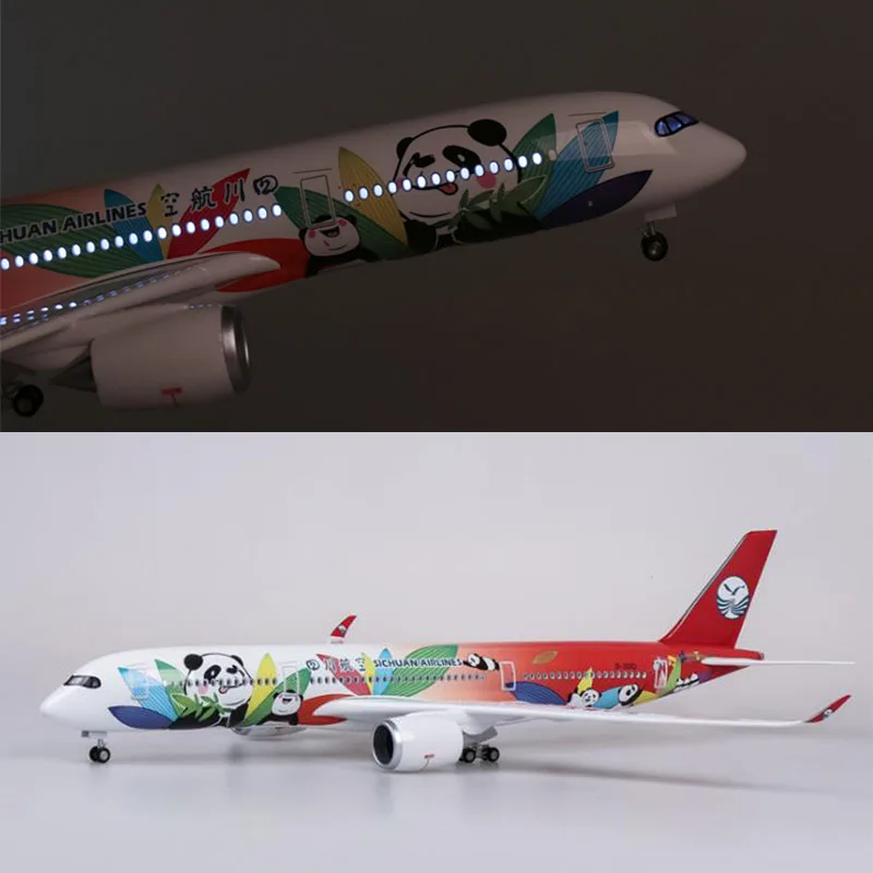 

47cm 1/142 Resin Aircraft Model Sichuan Airlines Airbus A350 Aircraft Model with Sound Light Collection Decoration Child Gift
