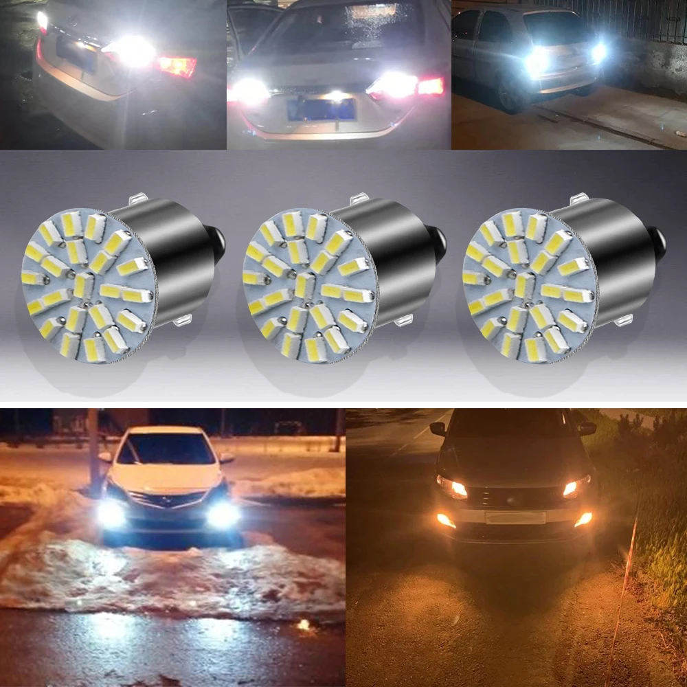 100 шт. 1157 BAY15D 1156 BA15S T20 7443 3014 22SMD Автомобильная лампочка Автомобильная ступица переднего стоп-сигналы поворота огней, габаритных фонарей,, 12V