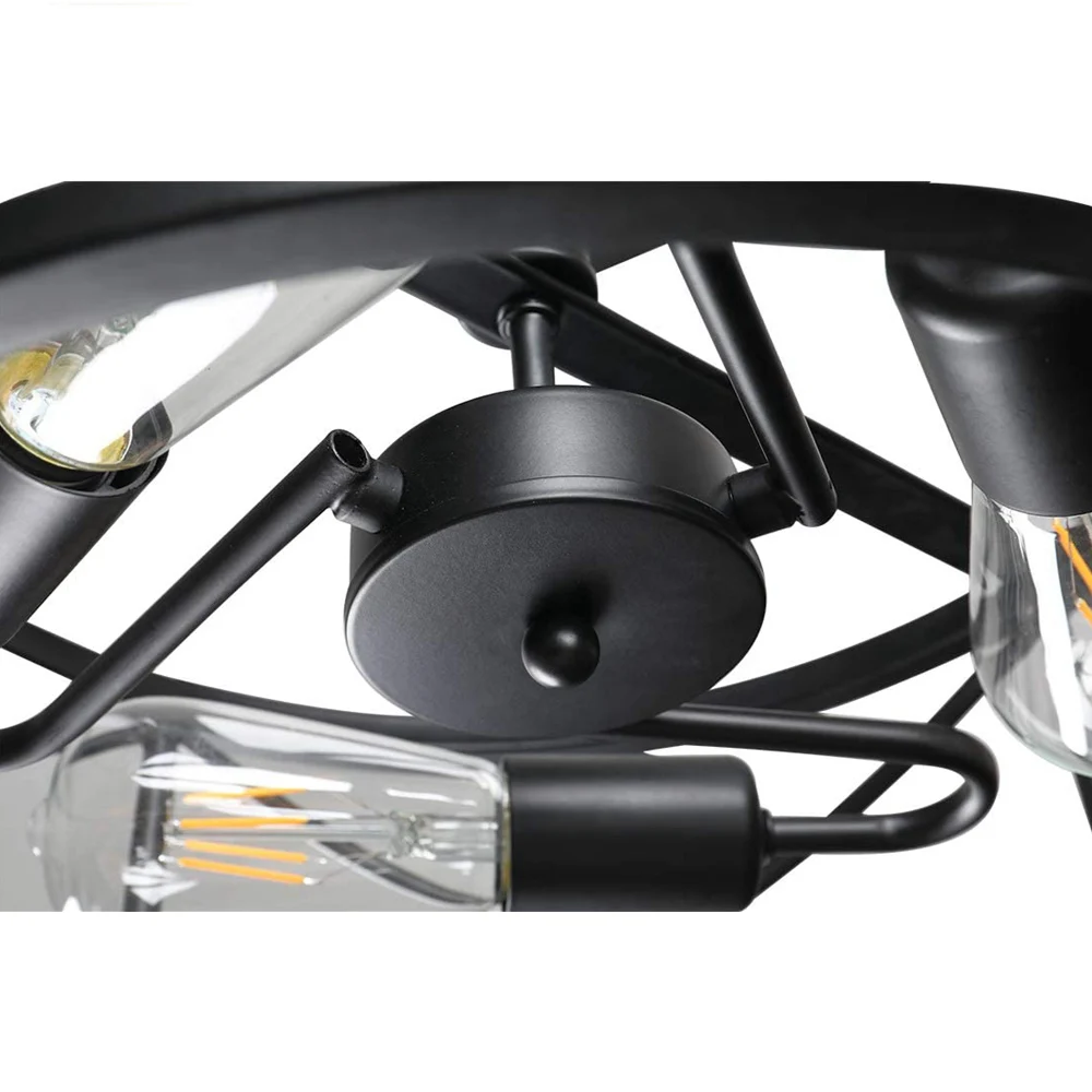 

Upgrade high quality Nordic Black Wrought Iron Ceiling Light 14.2inch E27 LED for Living room Bedroom Restaurant Cafe Hotel