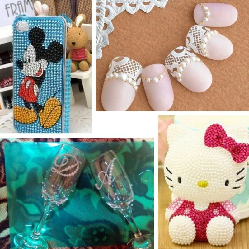 mixed size abs nail art rhinestone plastic pearl beads semi circular flat pearl diy mobile phone shell nail accessories free global shipping