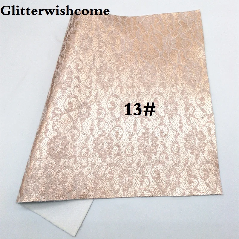 Glitterwishcome 21X29 см A4 размер винил для бантов металлик Синтетическая кожа со стеганым кружевом искусственная кожа листы для бантов, GM093A - Цвет: 13