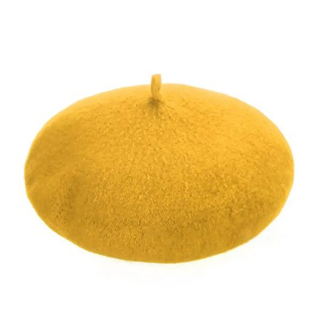 Осенне-зимняя однотонная винтажная Шапка-берет круглая Мягкая шерстяная шапочка