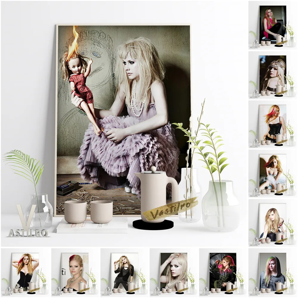 

Avril Lavigne Pop Rock Singer Canvas Painting Poster Pretty Girl Music Star Prints Home Decor Bar Club Fans Gift Wall Picture